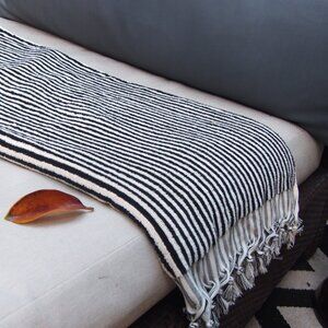 Large Black and White Striped Double Sided Turkish Beach Bath Towel